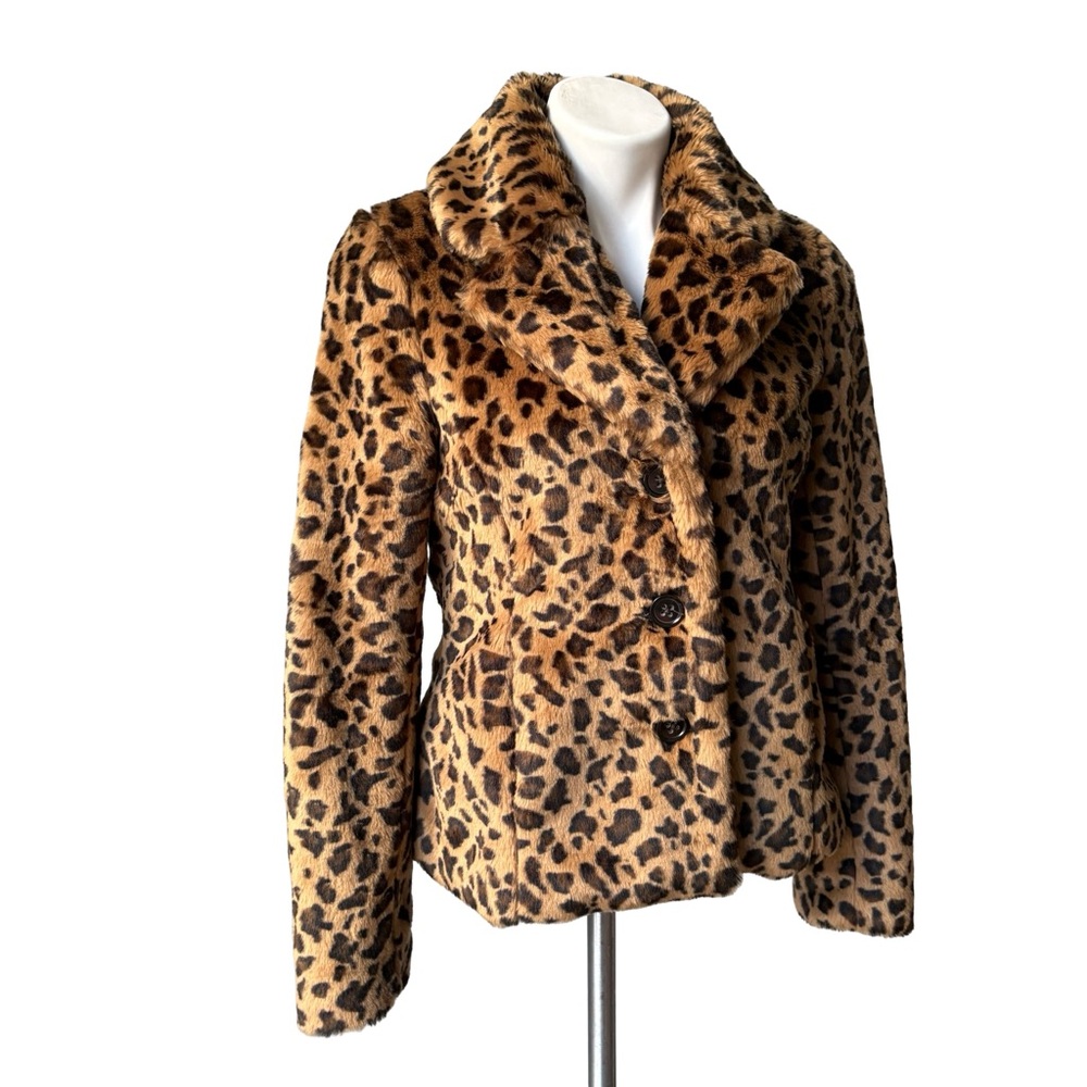 Banana Republic Y2K Safari Leopard Print Faux Fur Jacket, Sz S - Picture 4 of 15